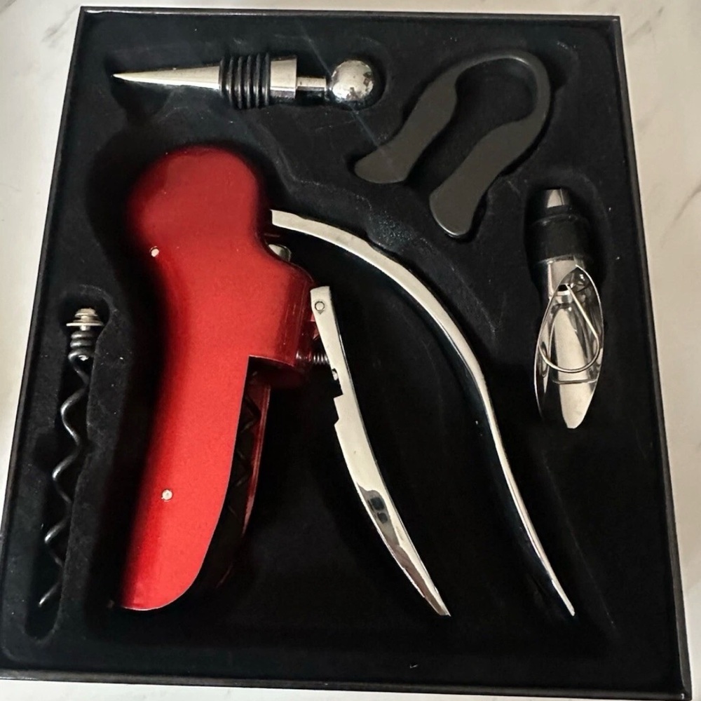 Corkscrew Wine Opener Set - Red